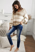 V-Neck Knitted Lantern Sleeve Pullover Sweater